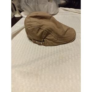 Pageboy Cap Unbranded Silver Buckles Adjustable Hat One Size Cotton Tan